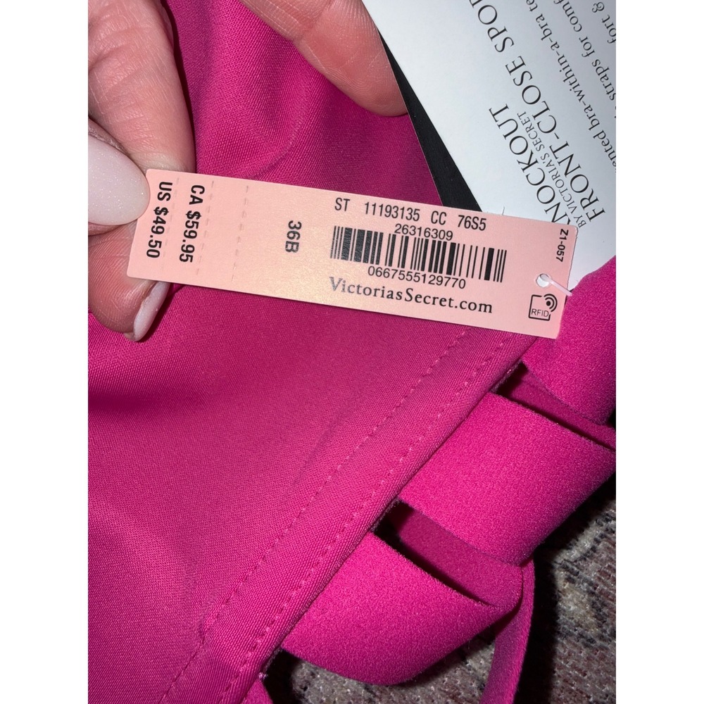 Victoria's Secret Knockout Front-Close Sport Bra Pink Strappy Back Size 36B NEW - Picture 3 of 7